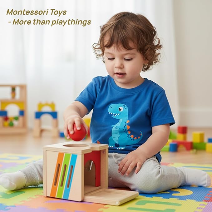 5 in 1 Montessori Toys for 2 3 Year Old Boys and Girls, Wooden Learning Toys with Object Permanence, Bird Feeding Game, Fine Motor Skills, Problem Sloving