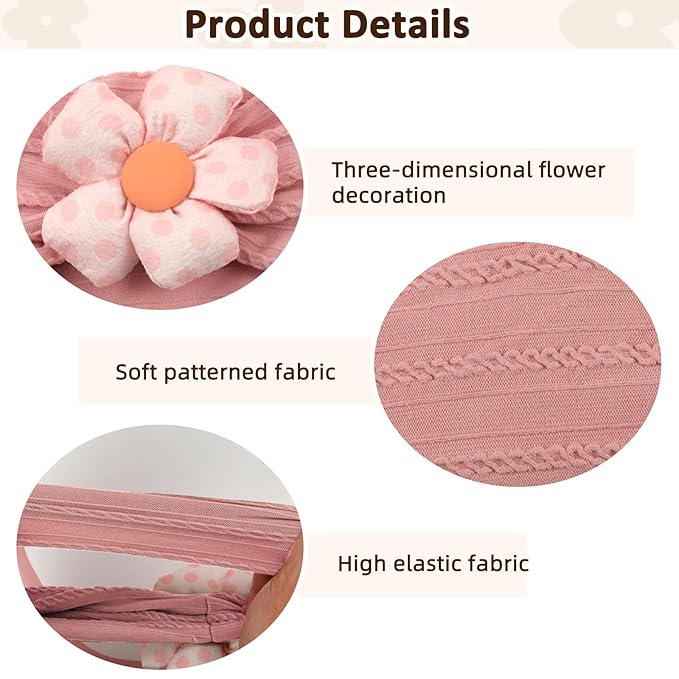 MIUXUESO 3 Pcs Baby Flower Headbands Baby Girls Nylon Headband Soft Hairbands Hair Accessories for Newborn Infant Toddler Kids (Yellow Pink White)