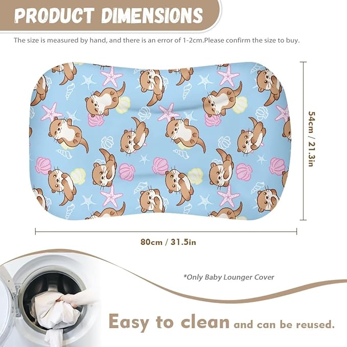 Sea Otter Longer Pillow Covers for Baby Boys and Girls Starfish Shells Baby Lounger Cover Soft Comfortable Newborn Infant Nest Slipcover 31.5 X 21.3 Inch