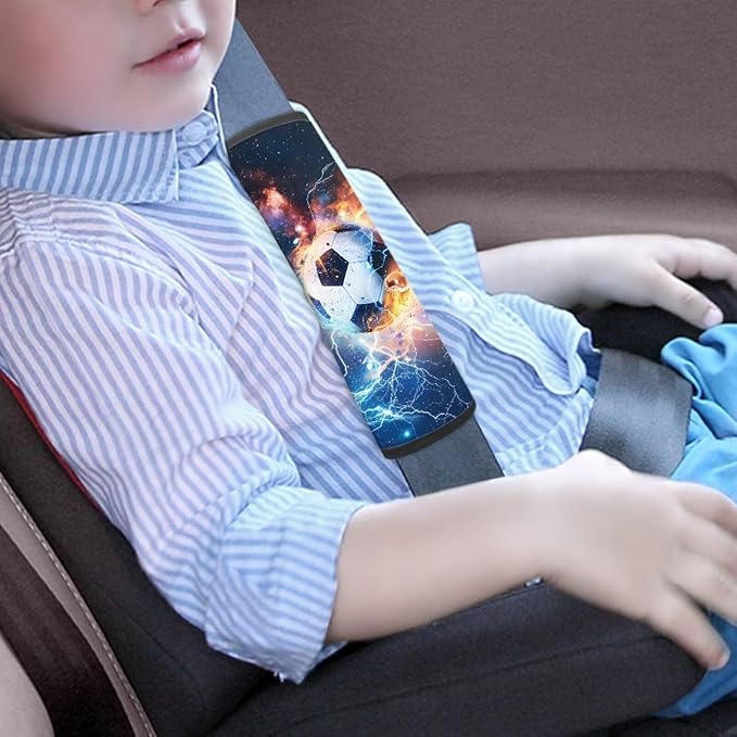 Biyejit 2 Pieces Lightning Soccer Auto Seat Belt Shoulder Protector Harness Pad for Kids Adult, Universal Seatbelt Cover, Multipurpose for Handbag Carmera Backpack Straps