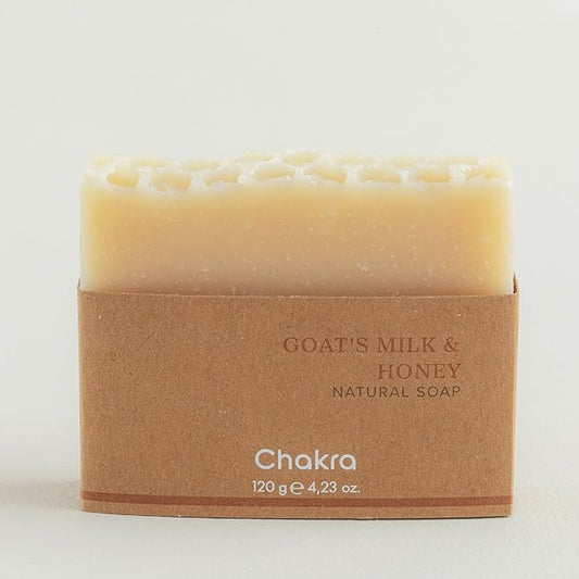 Chakra Goat Milk & Honey Bar Soap - Paraben & Additive Free Handmade Soap Bar for Face, Body and Hands, Gentle Cleansing for Daily Skin Care, 4.23 oz