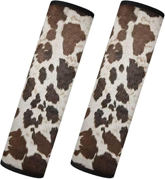 Seat Belt Cover Pad 2 Packs Shoulder Protectors Cow Print Easy to Clean Seatbelt Cushion Suitable for Car Seat Belt Backpack Shoulder Bag Great Gifts for Women Men