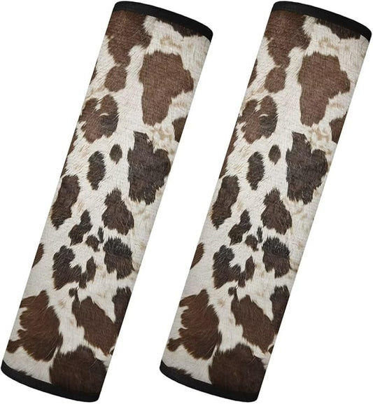 Seat Belt Cover Pad 2 Packs Shoulder Protectors Cow Print Easy to Clean Seatbelt Cushion Suitable for Car Seat Belt Backpack Shoulder Bag Great Gifts for Women Men