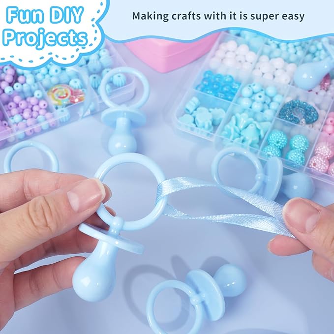 50 Pacifiers for Baby Shower Game Boy, 2.75’’ Plastic Pacifiers Baby Shower Game, Bulk Baby Shower Pacifiers for Gender Reveal Baby Shower Decoration DIY, Table Scatter, Baby Shower Favors (Blue)
