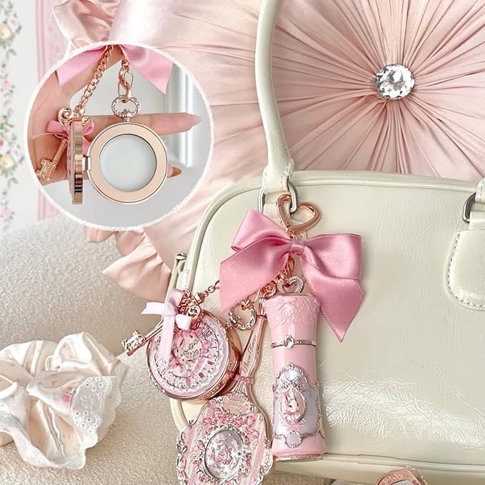 Flower Knows Bunny Garden Lip Balm Bag Charm,Hydrating & Softening Lip Care with Nourishing Oils & Long-Lasting Moisture,Non-Sticky Shine,Vegan Skincare,Lip Keychain Cap,Cute for Gift(02 Creamy White)