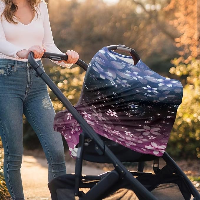 AFPANQZ Cherry Blossom Stretchy Baby Car Seat Nursing Breastfeeding Cover Kit Super Breathable Multiuse Infant Carseat Canopy Stroller Cover Scarf for All Seasons