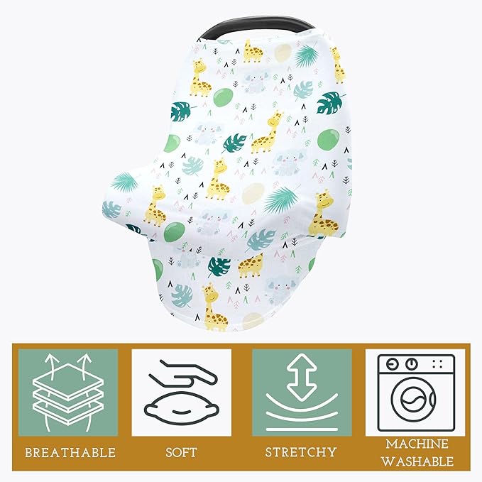 Nursing Cover for Breastfeeding Multi Use Baby Car Seat Cover Canopy Breastfeeding Scarf Stroller Cover for Mom Baby (Green and Yellow)