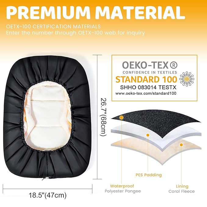 Orzbow Baby Car Seat Cover, Universal Winter Car Seat Cover with Adjustable Collar, Waterproof Carseat Covers Baby with Zipper, Warm Coral Fleece, Detachable and Machine Washable, Black