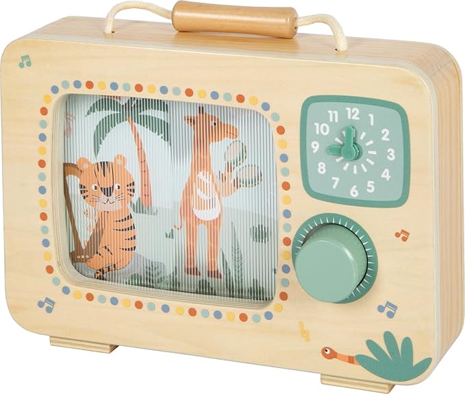 small Foot Safari 12735 Musical Toy 100% Certified Wood with Rotating Panorama Picture for Children from 24 Months