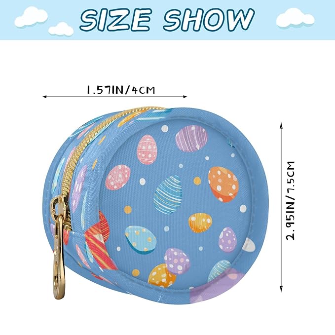 Pacifier Holder with Clip Pacifier Case for Diaper Bag Round Baby Pacifier Pouch Box Bag Portable Blue Polka Dot Easter Egg