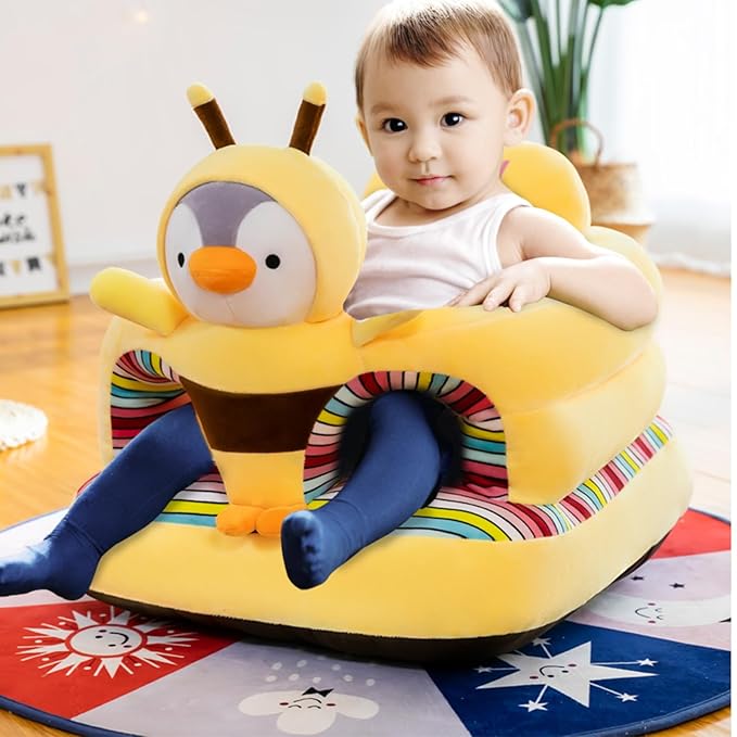 Baby Seat for 3-24 Month, Infant Back Support Floor Chair, Plush Cartoon Animals Baby Sofa, Toddler Floor Seater for Sitting Up, Portable Activity Seat for Babies (Monkey)