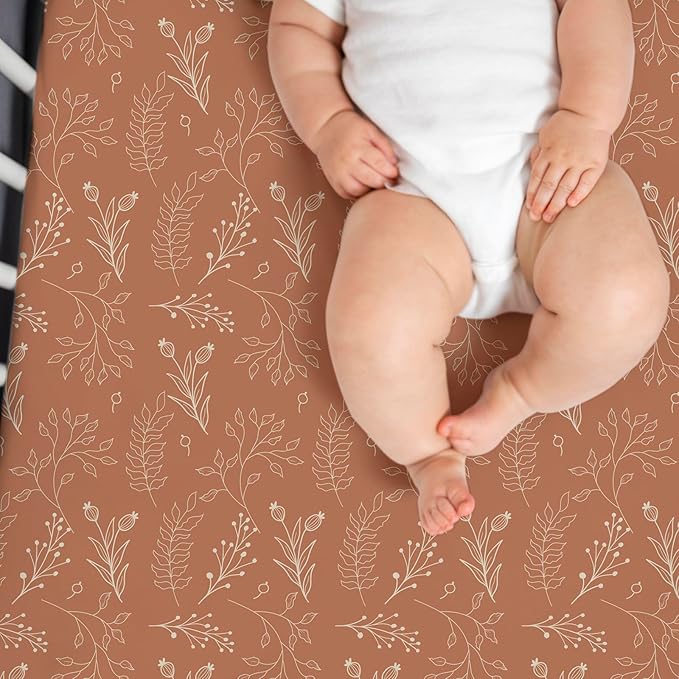 BROLEX Baby Fitted Crib Sheets: Kid Crib Sheets - Set of 2 for Toddler Standard Size Crib Mattress for Boys and Girls - Jersey Knit Crib Bed Sheets Fox&Foliage