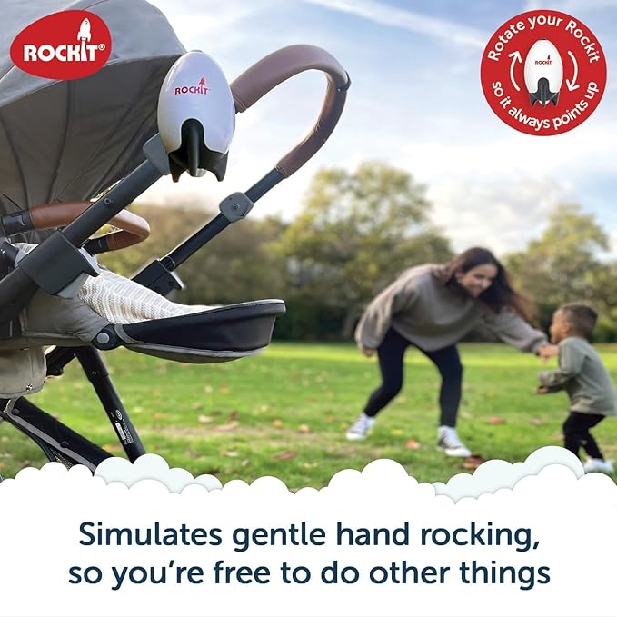 Rockit Baby Rocker USB Rechargeable - Hands-Free Portable Rocker Sleep Aid Soother Gently Rocks Stroller or Buggy - Adjustable Speed 60-Min Timer - Fits Pushchairs & Prams Creates Automatic Bouncer
