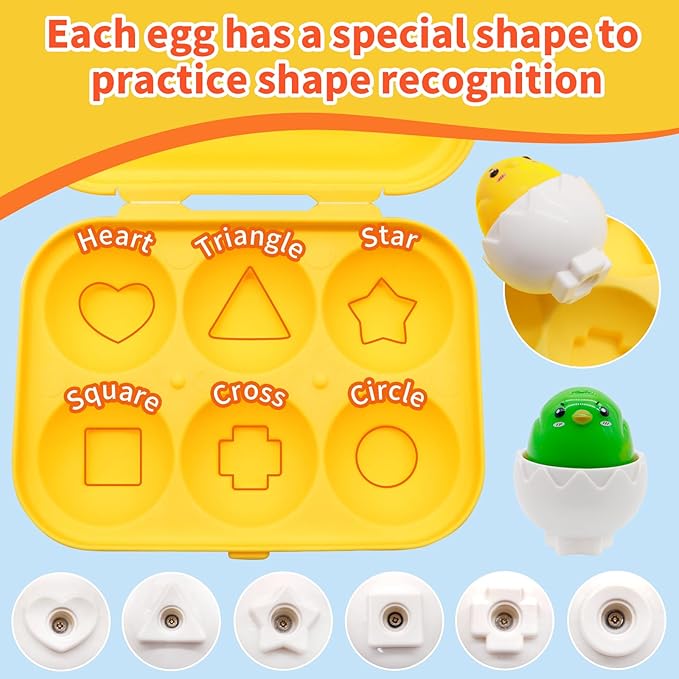 MOONTOY Easter Eggs Toy Toddler Learning Toys for 1 2 3 Year Old Girl Boy Birthday Gift Educational Montessori Matching Egg Shape Sorter Color Baby Toys 12-18 Months Easter Basket Stuffers