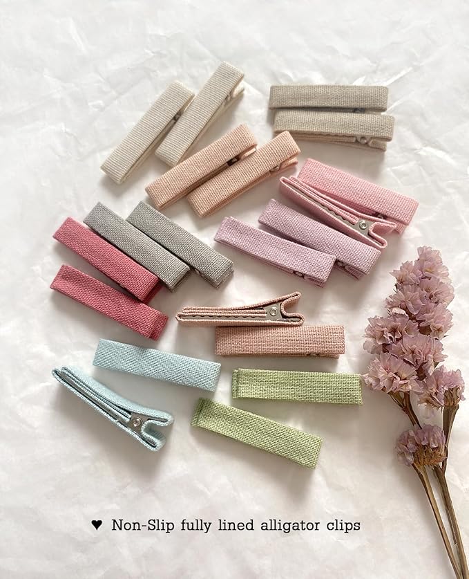 Cherssy Hair Clips for Girls' Fine Hair, 20Pcs Solid Colors Fully Lined Alligator Clips for Toddlers Kids School Age Girls, Handmade Hair Accessories and Barrettes