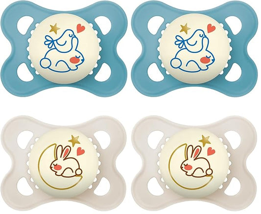 MAM Original Baby Pacifiers 0-6 Months,Binky for Newborn Babies,BPA-Free Skin Soft Silicone Nipple,Glows in The Dark,Developed with Medical Experts,Sterilizer Case,Made in Europe,2 Count (Pack of 2)