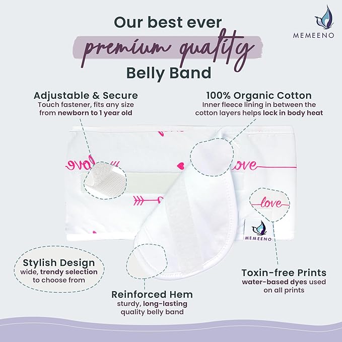 MEMEENO Belly Band for Gas and Colic Baby Relief - Heating Pad for Colic, Heated Tummy Wrap, Love Her