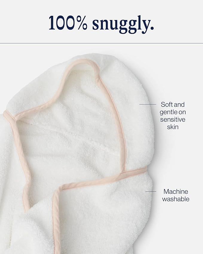 Lalo The Hooded Towel & Washcloth Set, 100% Organic Cotton, Soft on Sensitive Skin, Durable & Absorbent, Machine Washable, Includes One Baby Towel and Two Washcloths - Grapefruit