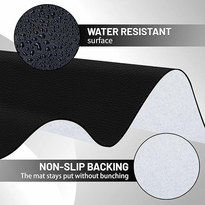 Drydiet 55x70 Inch Extra Large Craft & Painting Floor Mat - Waterproof Non-Slip PVC Art Rug, Floor Protector for Easel Painting Pottery Messy Projects, Washable Roll-up Spill Mat(Black, Plain)