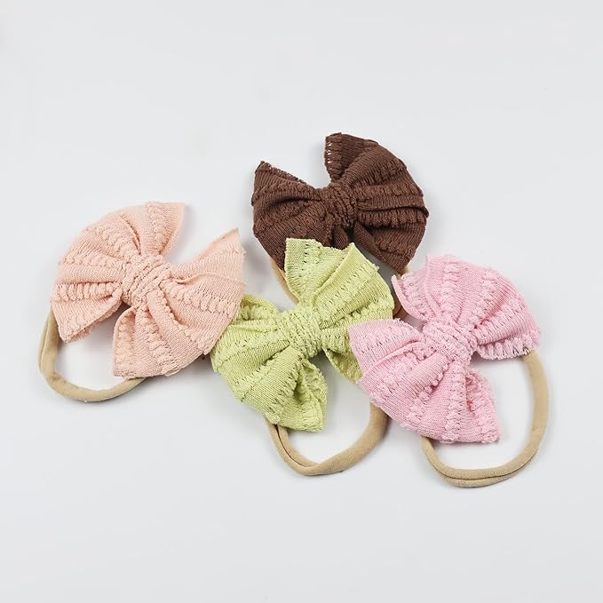 Big Waffle Knitting Hair Bow Headbands, Baby Girl Soild Color Hair Bands 12Pcs Hair Accessories for Newborn Toddlers Kids(KX big bow 12PCS)