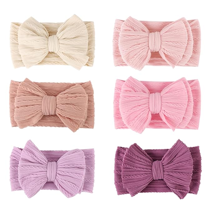 AQOKKA Baby Bows Headbands Nylon Baby Girl Headbands Soft Handmade Hairbands Toddler Hair Accessories for Girls Baby Newborn Infant Kids
