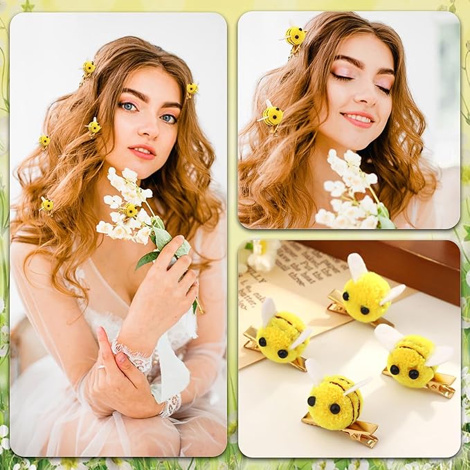 10 Pcs Bee Hair Clips Women Bangs Alligator Clips Spring Themed Birthday Decoration Accessories Animal Daily Hairpins Bobby Pins