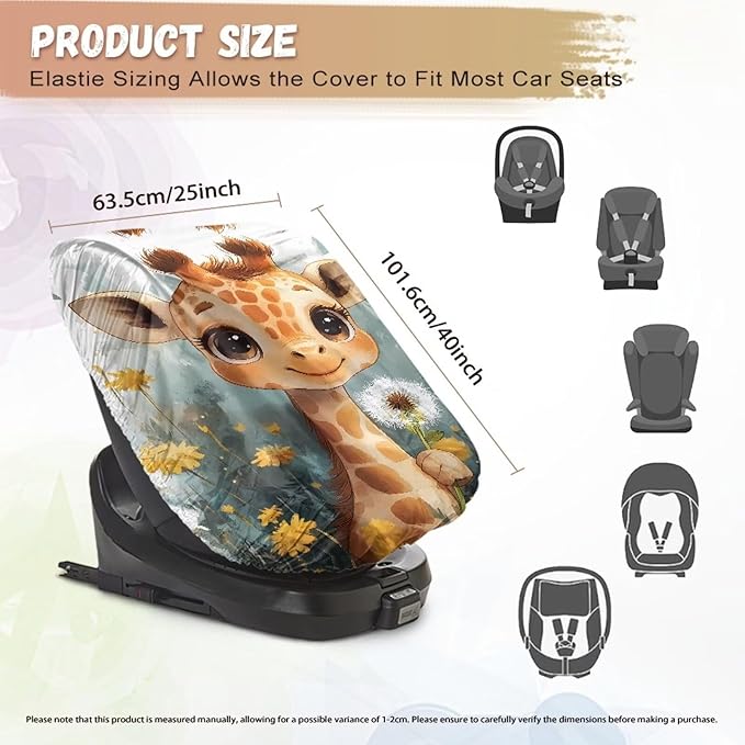 XYZCANDO Deer Print Carseat Cover for Baby Girl Cute Summer Carseat Cover Protect from Sun/Hot Days Waterproof Baby Car Seating Sun Shade Cover for Most Vehicle Gift for Birthday