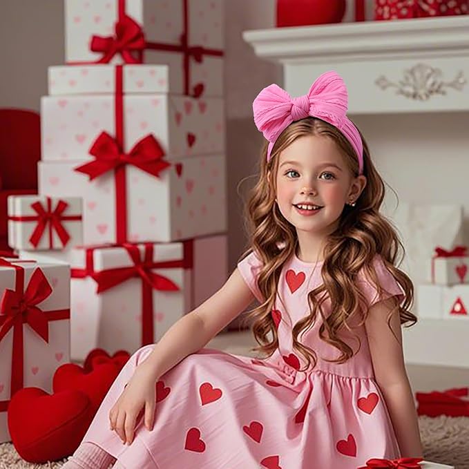 LemonSpace Handmade Red baby Bow Baby girls Headbands with Bows High Stretchy Soft Nylon Infant Headwrap Newborn Red Pink Hair Accessories Wonderful Gift for Mother's day,Baby Shower