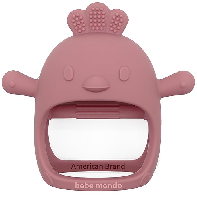 Teething Toys for Babies 0-6 months BPA Free, Never Drop Teether Baby Chew Toys for Teething Relief, Silicone Teether Pacifier Baby Teething Toys Newborn 0-3 Months for Sucking Needs, Infant Toys-Pink