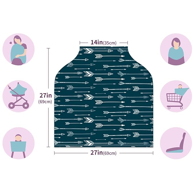 Baby Car Seat Stroller Covers Indian Arrows Nursing Cover Breastfeeding Scarf Soft Breathable Stretchy Coverage Carseat Canopy Cover for Boys and Girls Soft Breathable Multi Use