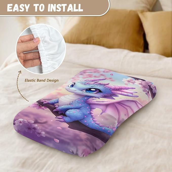 Dragon Snuggle Me Lounger Cover for Baby Boys and Girls, Cherry Blossoms Lounger Pillow Covers, Newborn Infant Nest Slipcover 31.5'' x 21.3''