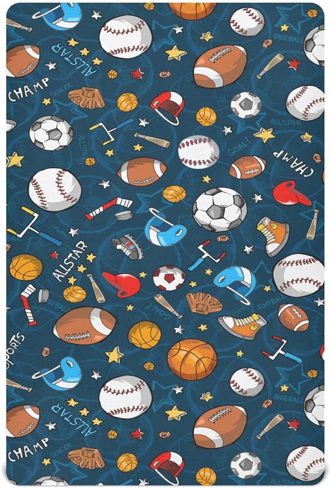 Baby Crib Sheet Sport Crib Mattress for Boys and Girls Playard Sheet Soft Breathable Fitted Baby Mattress Cover 52x28in