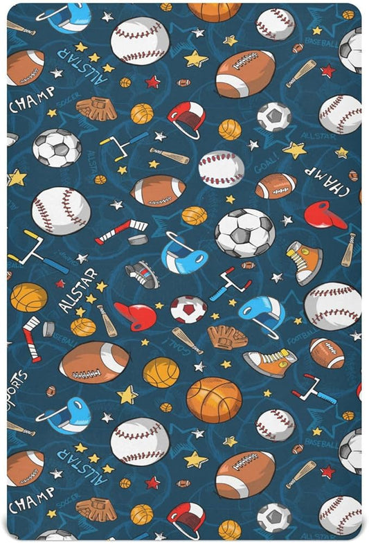 Baby Crib Sheet Sport Crib Mattress for Boys and Girls Playard Sheet Soft Breathable Fitted Baby Mattress Cover 52x28in