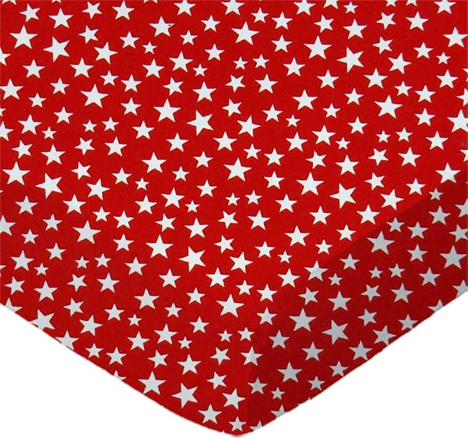 SheetWorld Baby Fitted Cradle Sheet 18 x 36 inches, 100% Cotton Woven Sheet, Unisex Boy Girl, Stars Red, Made in USA