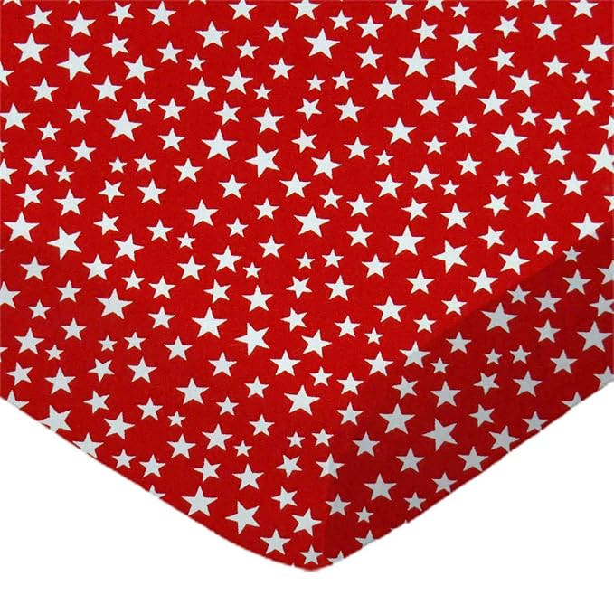 SheetWorld Fitted 100% Cotton Percale Pack N Play Sheet Fits Graco Square Play Yard 36 x 36, Stars Red, Made in USA