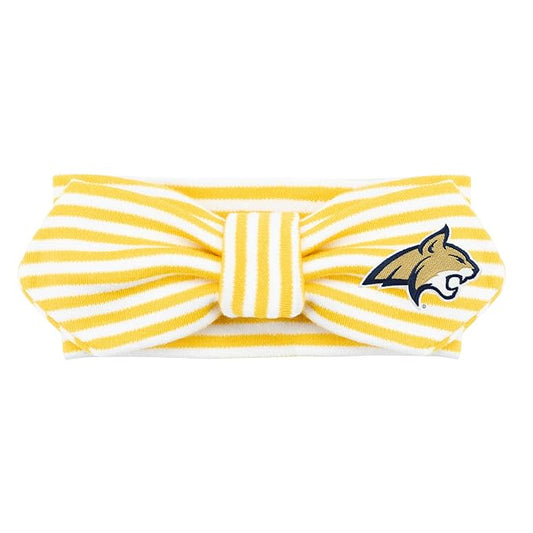 Creative Knitwear Montana State Bobcats Infant Girls Gold/White Striped Hair Knot Headband Embroidered Logo - Size Newborn - 4T
