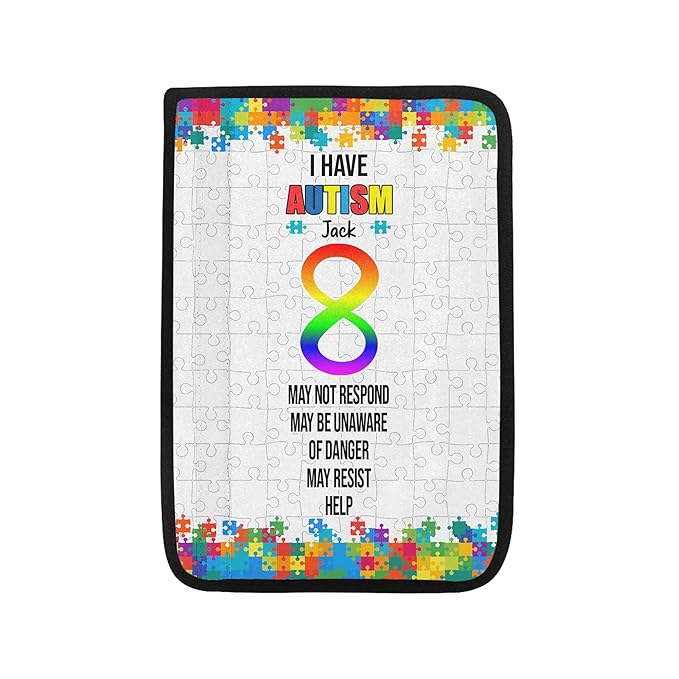 I Have Autism Personalized Name Autism Awareness Seat Belt Covers Special Need Autistic Car Seat Belt Covers for Kid Children Medical Alert 18
