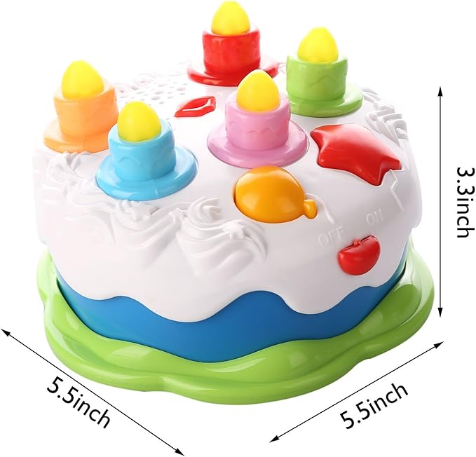 Love&Mini Birthday Cake Toys - First Birthday Cake Toy with LED Lighting, Music and Sonds, Great Baby Musical Toys for 1 2 3 4 Years Old Boys Girls Birthday and Xmas Gift