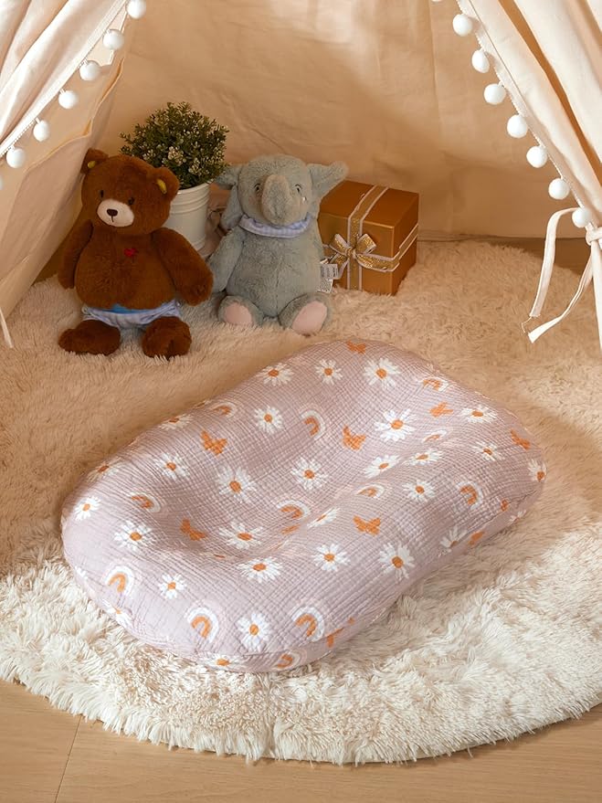 TILLYOU Muslin Baby Lounger Cover, 100% Cotton Newborn Lounger Cover, 2 Pack Baby Nest Slipcover for Boys Girls, Cover Only, Pink Butterfly
