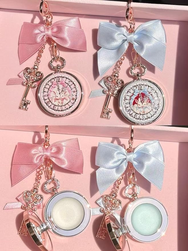 Flower Knows Bunny Garden Lip Balm Bag Charm,Hydrating & Softening Lip Care with Nourishing Oils & Long-Lasting Moisture,Non-Sticky Shine,Vegan Skincare,Lip Keychain Cap,Cute for Gift(02 Creamy White)