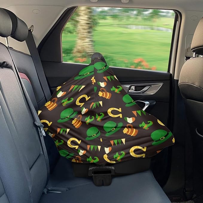 Green Hat Boots Print Baby Nursing Cover,Breathable Infant Carseat Cover,St. Patrick's Day Theme Car Seat Canopy for Baby Girls,Perfect Mom’s Scarf