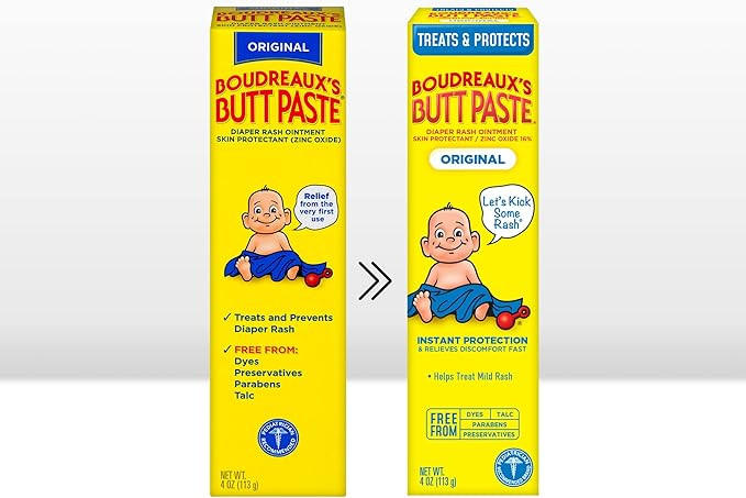 Boudreaux's Butt Paste Original Diaper Rash Cream, Ointment for Baby, 4 oz Tube, 3 Pack
