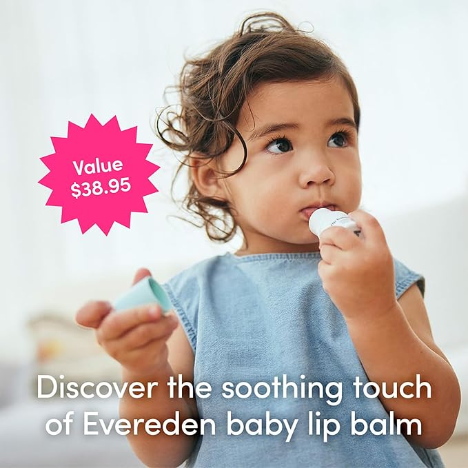Evereden Dry Relief DUO - Baby Face Cream (1.7oz) & Lip Balm (0.14oz) - Clean, Vegan, Easy To Use Toddler Chapstick & Cream Bundle for Soothing Hydration - Non-Greasy, Fragrance-Free