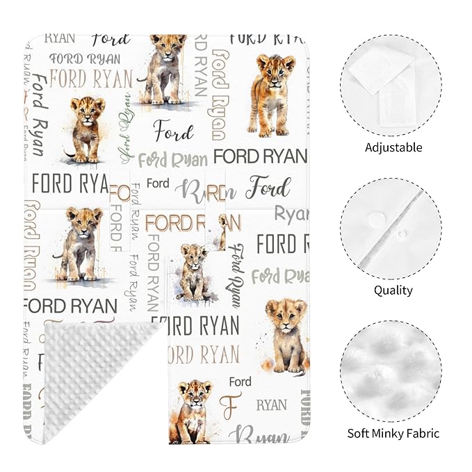 Personalized Winter Baby Car Seat Cover with Name Lion Winter Car Seat Cover for Baby Seat or Stroller Custom Infant Car Seat Covers Minky Blankets Nursing Cover Breastfeeding Scarf