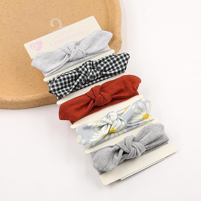 KIDOCHEESE Baby Headbands Soft Stretchy Baby Girl Bows Newborn Infant Toddler Headwrap Hair Accessories