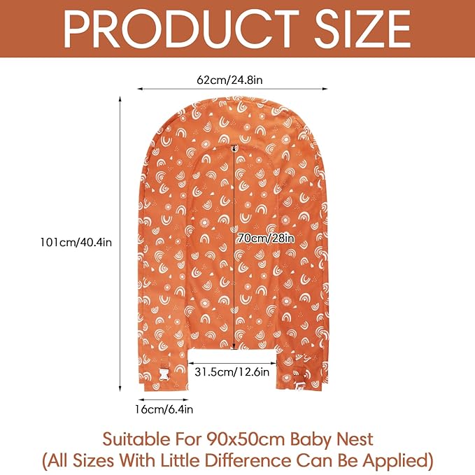 Lounger Cover, Nest Cover, Portable Nest Soft & Breathable Cotton Infant Floor Seat (Rainbow Pattern)