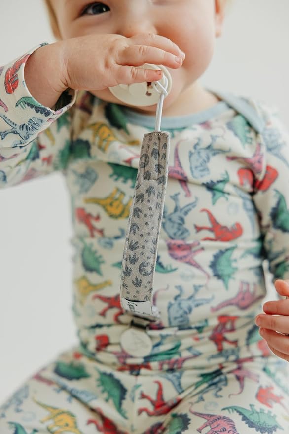 Copper Pearl Pacifier Clip 3-Pack: Premium Knit Binky Clips for Baby Girls and Boys - Stylish Stainless Steel Pacifier Holder Clip - Baby Pacifier Clips for No More Floor Drops - Jurassic Park