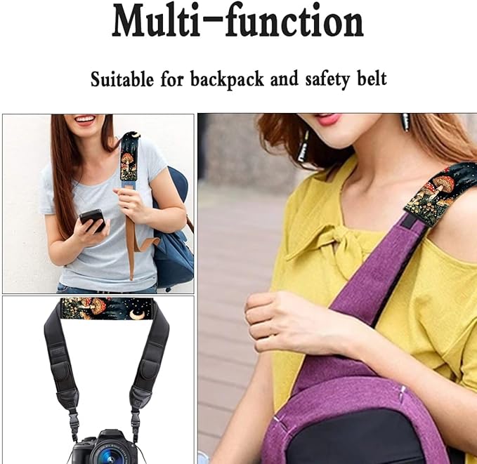 UNICEU Moon Star Mushroom Print Auto Seat Belt Pads 2 Piece Decoration Car Accessory Soft Universal Fit Automotive Shoulder Strap for Most Vehicle