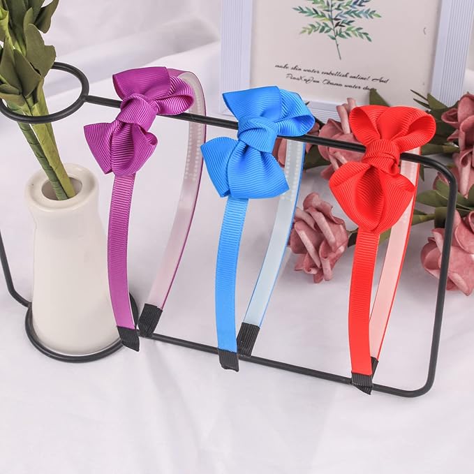Hairband, 20 Pieces Grosgrain Bow Headbands with Teeth for Girls, Toddler Kids Children