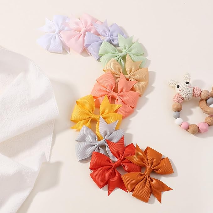 YLEN YHXX 40PCS Hair Bows for Girls 3 Inch Toddler Hair Clips Grosgrain Ribbon Pinwheel Hair Bow with Alligator Clip Handmade Hair Accessories for Girls Toddlers Teens